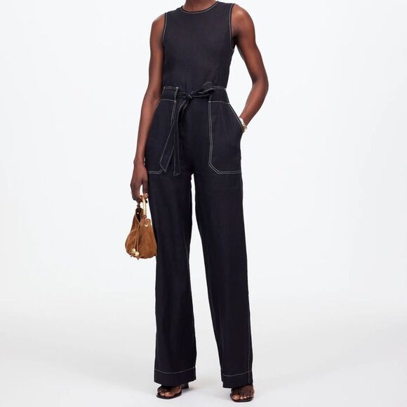 NWT Madewell Jumpsuit Black Linen 14 - Picture 1 of 10